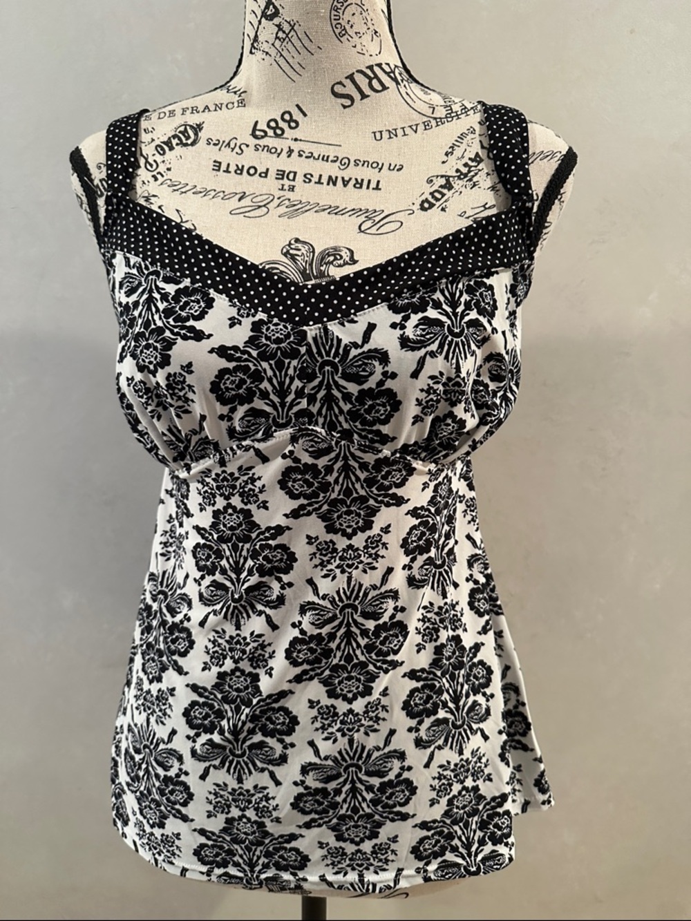 Black & White Polka Dot and Damask Mix Pajama Set